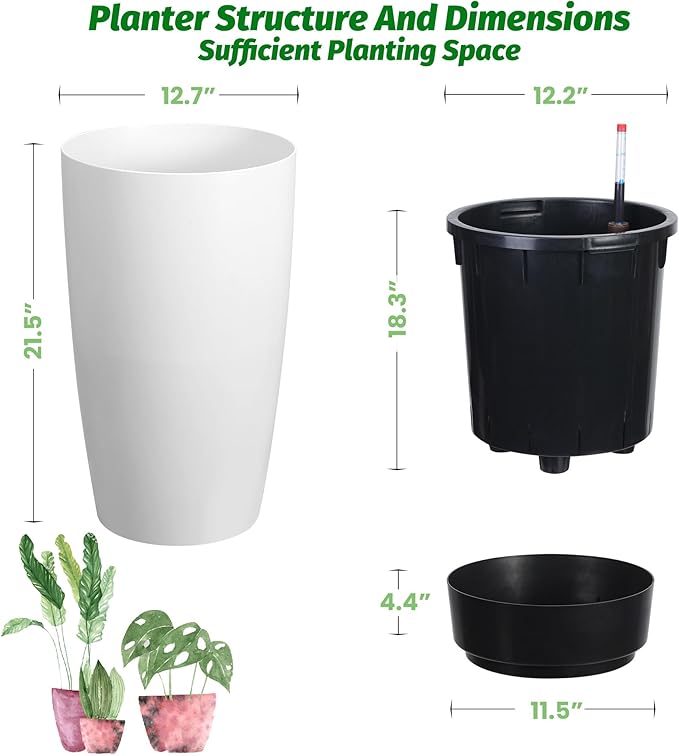 GarveeLife Set of 2 Tall Planters