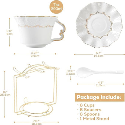 DUJUST Tea Cups and Saucers