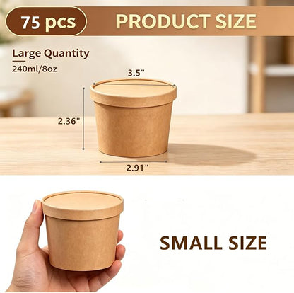 75 Pack 8oz Paper Soup Containers