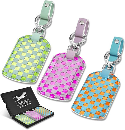 Luggage Tags for Suitcases Travel Accessories: Leather Luggage Tag 3 Pack TSA Approved Airplane Travel Essentials for Women, Bag Tags for Luggage Long Flight Must Haves Travels Gift Airport Essentials