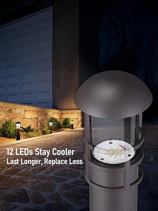 LEONLITE 12-Pack 5CCT Low Voltage Landscape Pathway Lights 3W Landscape