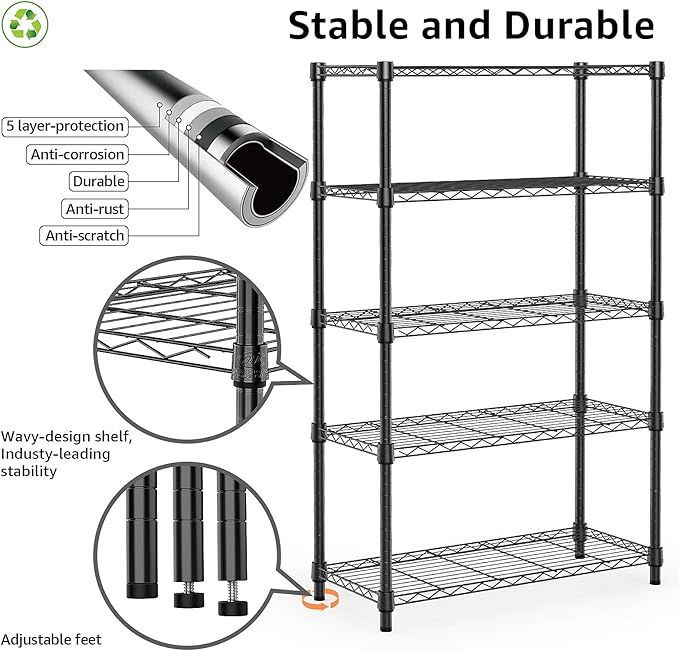 1250 lbs Storage Shelving Utility Shelving Unit 5-Tier Utility Shelving Unit