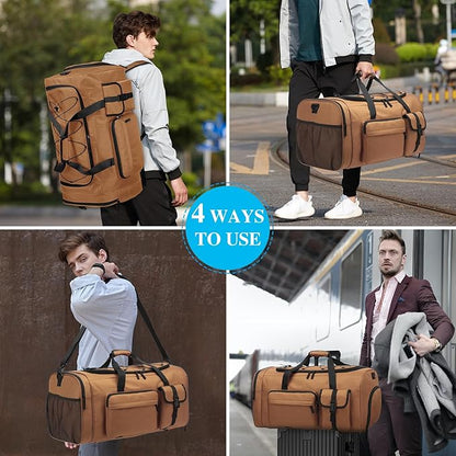 Lyweem Large Duffle Bag Backpack for Travel, 70L Heavy Duty Gym Duffel Bag with Shoes Compartment for Men & Women, Weekender Overnight Sports Backpack for Traveling