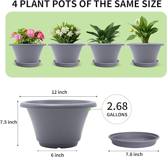 Quarut 12 Inch Large Planter Pot