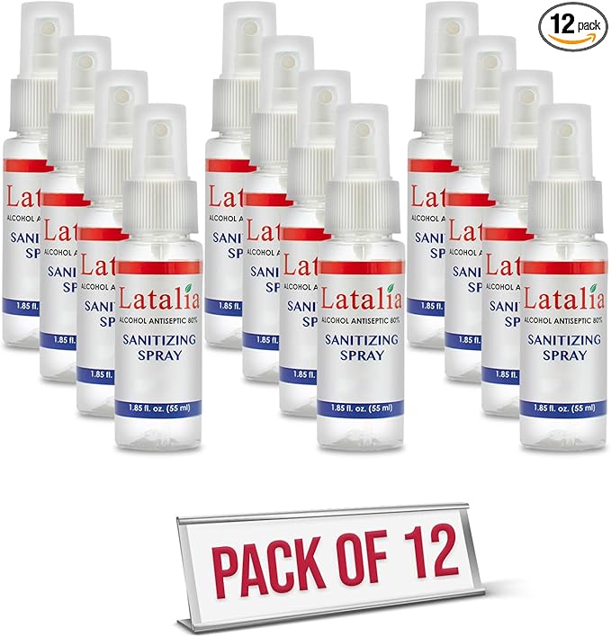 Hand Sanitizer Spray - Pack of 12 Unscented Spray Hand Sanitizer for Hands (1.85 fl. oz & 55ml)