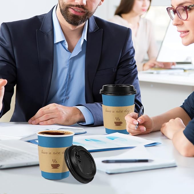 Clawsoff 100 Pack 10 oz Disposable Paper Coffee Cups