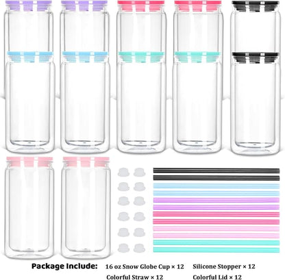 12 Pack Acrylic Snow Globe Tumbler