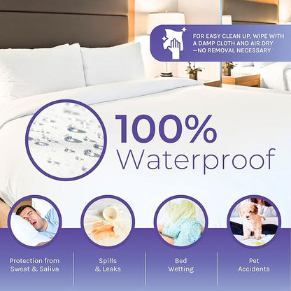 Hygea Natural Queen Size Tear-Free Vinyl Box Spring & Mattress Cover - Waterproof, Anti-Bed Bug and Allergen-proof, Zippered Encasement - 60” x 80” x 9” Deep - Durable Protection