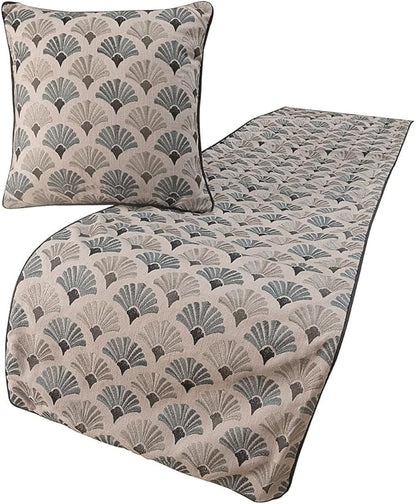 The HomeCentric King Queen Twin Blue & Grey Designer Twin 53"x18" Bed Runner with 2 Pillow Cover, Floral Embroidery Bed Scarf on Cotton Fabric - Flourish Bloom