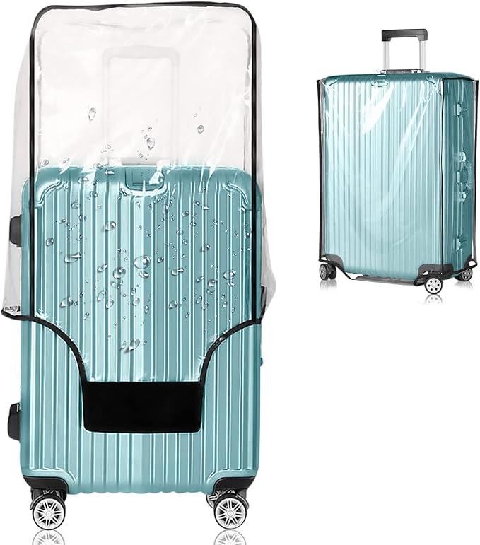 Suitcase Covers for Luggage – TSA Approved Clear PVC Luggage Protector Cover, Thick Transparent Waterproof Sleeve with Large Hook and Loop Closure, Fits 30" Wheeled Suitcases