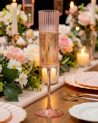 Ciaell 24 Pack Pink Plastic Champagne Flutes