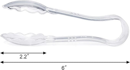 New Star Foodservice Utility Tong, High Heat Plastic, Scalloped, Set of 12 (6-Inch, Clear)
