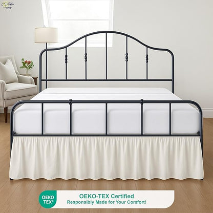 Cottington Lane Ruffled Bed Skirt Queen Size with Split Corner, Brushed Microfiber Hotel Quality Ivory Dust Ruffle, 14 Inch Drop Gathered Bedskirt, Soft and Stylish, Shrinkage and Fade Resistant