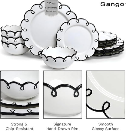 Sango 12-Piece Stoneware Dinnerware Set