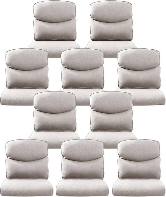 10-Piece Outdoor Patio Cushion Set - Fade & Water Resistant with Removable Olefin Cover, 22x24x4 Inch Memory Foam Cushions for Wicker Sectional Sofa – Beige/Crescent