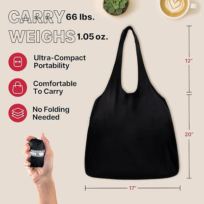 Nanobag Ultra-Lightweight Heavy Duty Foldable Tote for Women & Men, Reusable Grocery & Travel Bag, Packable Collapsible Compact Market Essential (XL Grove)
