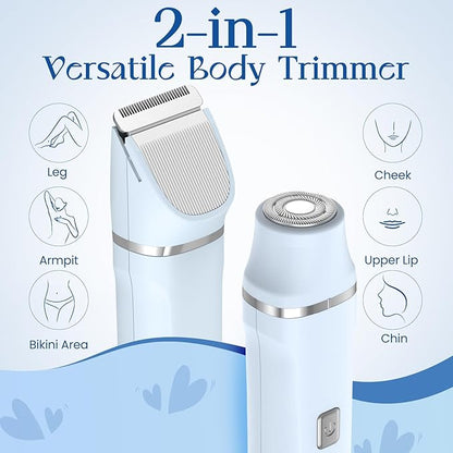 Electric Shaver for Women - Body Hair Trimmer Shaver for Women's Grooming, Wet & Dry Use Groomer, Dusk Razor for Women, Ladies Electric Razors for Legs, Female Trimmer for Private Area, Blue