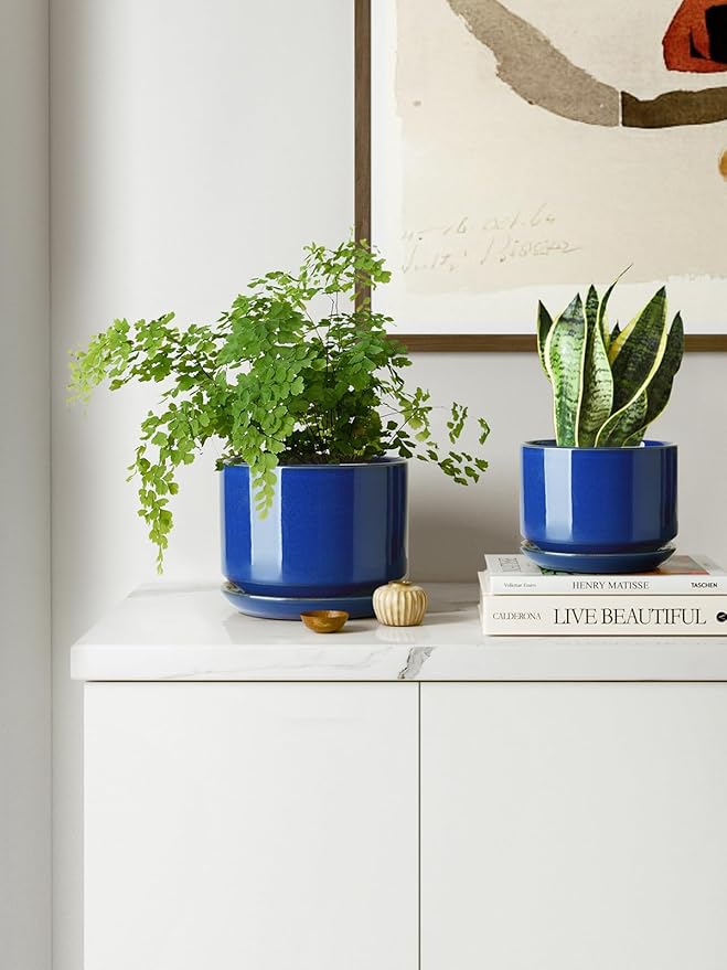 LE TAUCI Ceramic Plant Pots, 4.3+5.3+6.8 inch, Planters