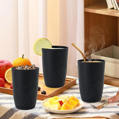 Wheat Straw Cups 6 Pcs, 16 OZ Plastic Drinking Cups, Unbreakable Plastic