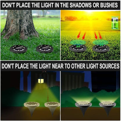 Solar Powered 2Pack, Waterproof LED Outdoor Disk Lights