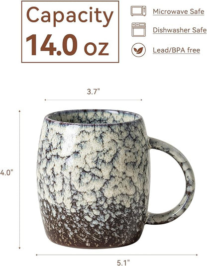Ivory Nebula Ceramic Coffee Mug - 14 oz Unique Reactive Glaze Coffee Cup