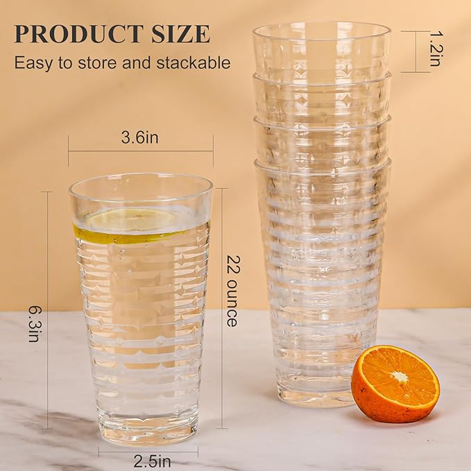 Acrylic Clear Highball Plastic Cups | Plastic Reusable Tumblers 22oz |