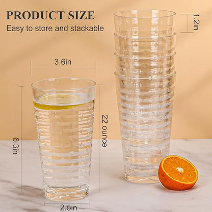 Acrylic Clear Highball Plastic Cups | Plastic Reusable Tumblers 22oz |