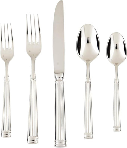 FORTESSA Doria 18/10 Stainless Steel Flatware, 5 Piece Place Setting With Table Knife, Forks and Spoons (Service For 1), Dishwasher Safe, Polished