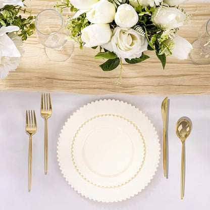 U-QE 60PCS Ivory Plastic Plates
