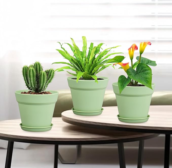4 inch Small Plastic Nursery Pots, 16 Pack Plant Pots