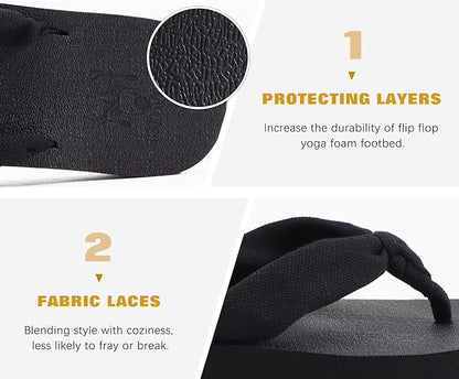 KuaiLu Flip Flops for Women with Arch Support Yoga Mat Comfortable Summer Beach Walking Thong Cushion Sandals Slip On Indoor Outdoor