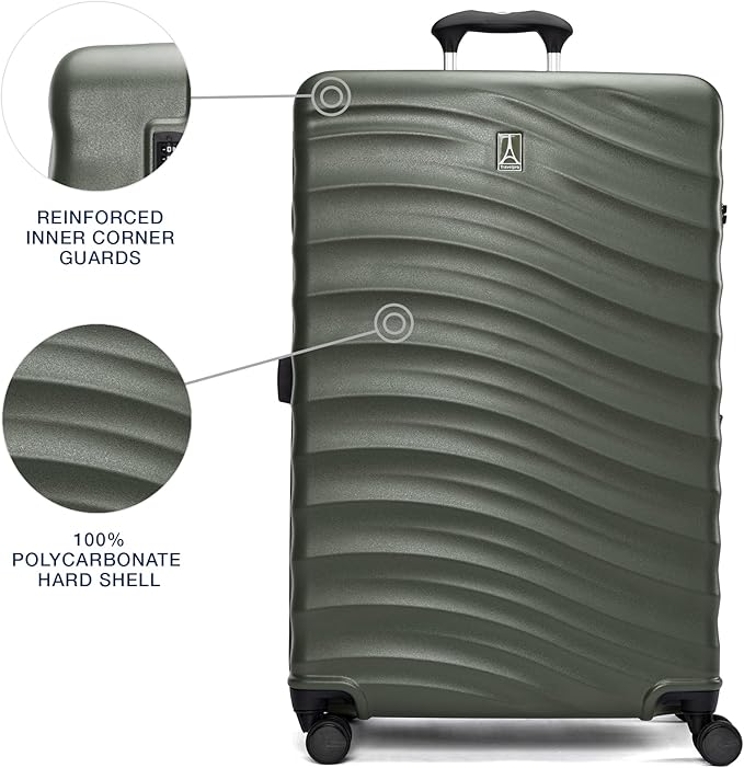 Travelpro Maxlite Air V2 Hardside Expandable Checked Luggage, 8 Spinner Wheels, Lightweight Hard Shell Suitcase, TSA lock, Slate Green, Checked Large 28-Inch