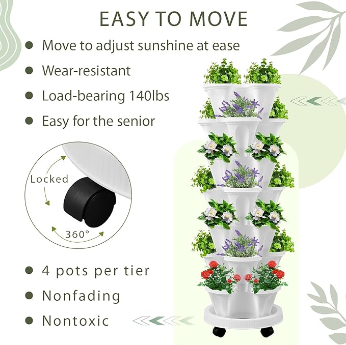 Umigy 2 Set of 7 Tier Vertical Planter Stackable Tower Planters Strawberry Herb