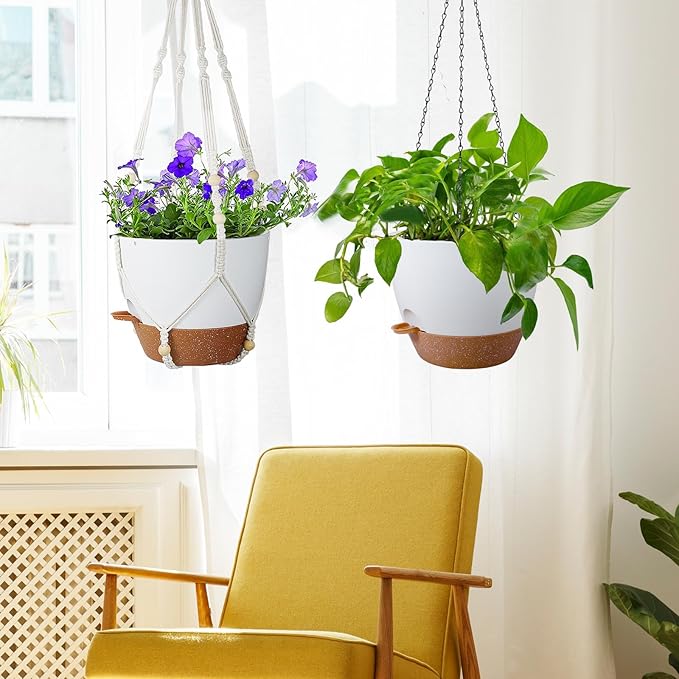 10 inch Self Watering Hanging Planters, 2 Pack Hanging Baskets
