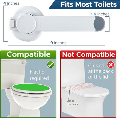 Baby Toilet Lock by Wappa Baby - 9"L x 4"W - Ideal Baby Proof Toilet Lid Lock - No Tools Needed Easy Installation with 3M Adhesive - Top Safety Toilet Seat Lock - Fits Most Toilets - White (1 Pack)