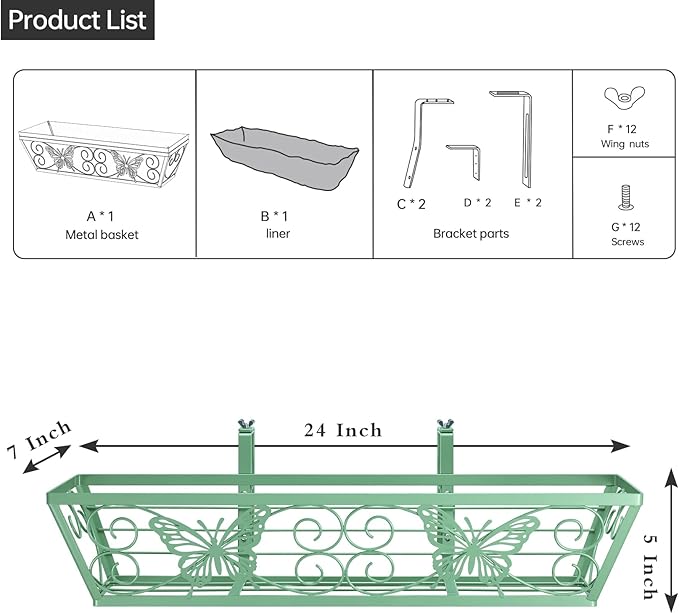 6 Pack 24 Inch Window Boxes Planters Railing Planter Box
