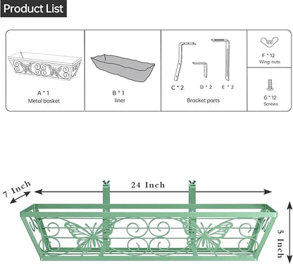 6 Pack 24 Inch Window Boxes Planters Railing Planter Box