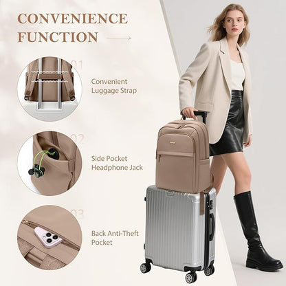 Travel Backpack for Women Personal Carry On Bag Business Weekender Hiking Multilayer Laptop Bag,16 Inch,Brown
