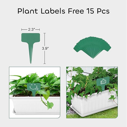 GROWNEER 3 Packs 17 Inches White Flower Window Box Plastic Vegetable Planters
