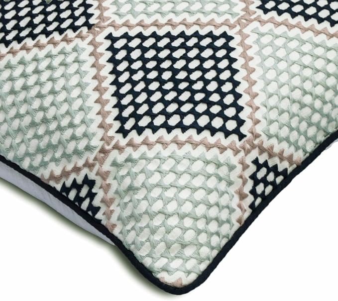 The HomeCentric King/Queen/Twin Blue Decorative Bed Runner Full 68"x18" Bed Runner with Two Pillow Cover, Embroidered Bed Scarf on Embroidered Fabric - Pointillism