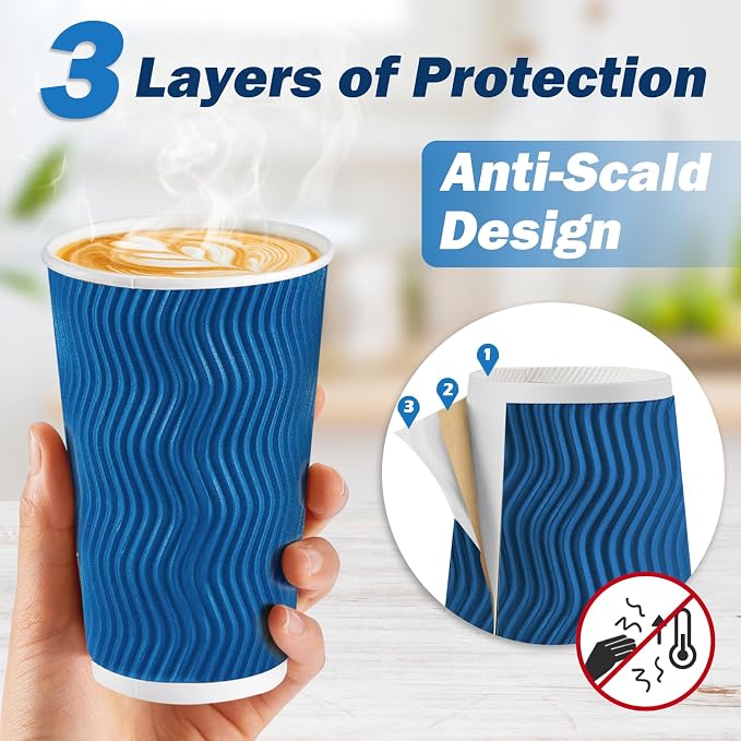 SIUQ 90 Pack 16 oz Disposable Coffee Cups