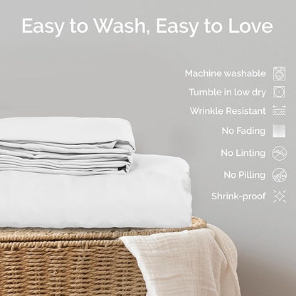 Duvet Cover Set - 100% Viscose Derived from Bamboo Duvet Cover King Size, 3 PC Luxury Cooling Duvet Cover for Hot Sleepers, Silky Buttery Soft Comforter Cover & 2 PC King Pillowcases, White