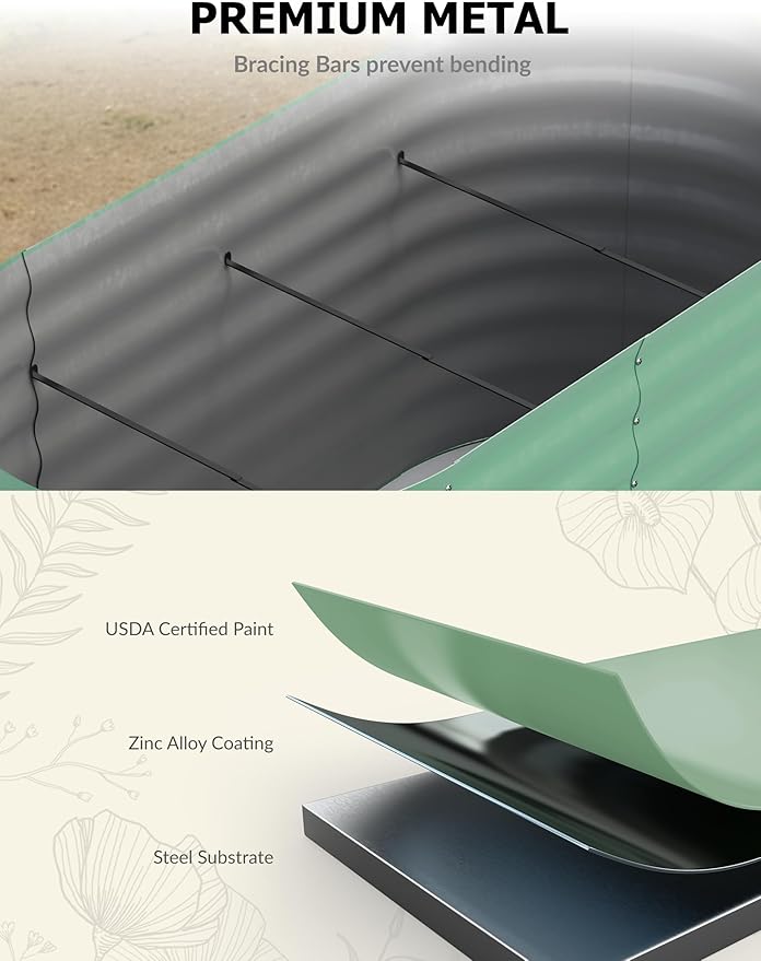 2 Pcs Raised Garden Beds Outdoor 8x4x1.5 ft