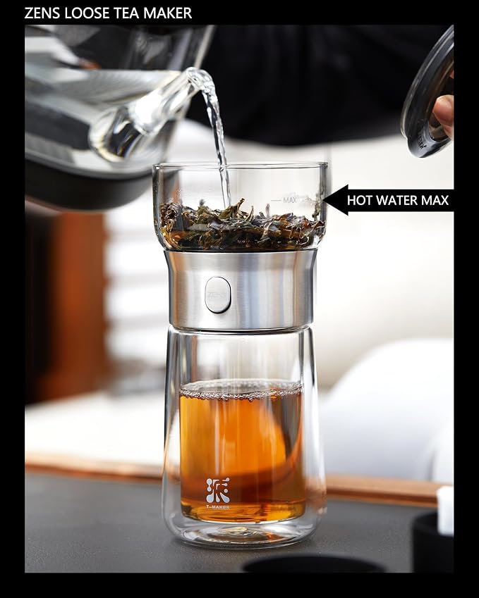 ZENS Modern Tea Infuser Teapot, One Touch Tea Maker