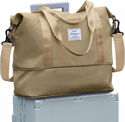 Travel Duffel Bag, Sports Tote Gym Bag, Shoulder Weekender Overnight Bag for Women