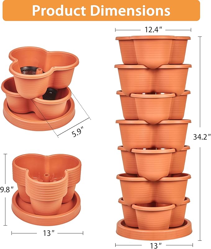 VECELO 7 Tier Vertical Garden Planter, Self Watering Stackable Planters