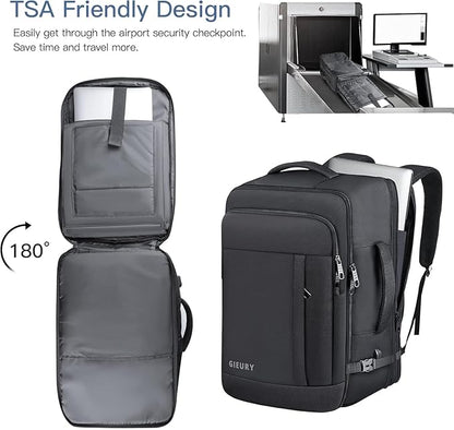 55L Carry On Backpack, Extra Large Travel Backpack for Men & Women, Expandable 60L Big Capacity Bag For Airplanes, Travel Gifts for Men Women, Fits 18.4 Inch Laptop, Luggage Suitcase Daypack, Black