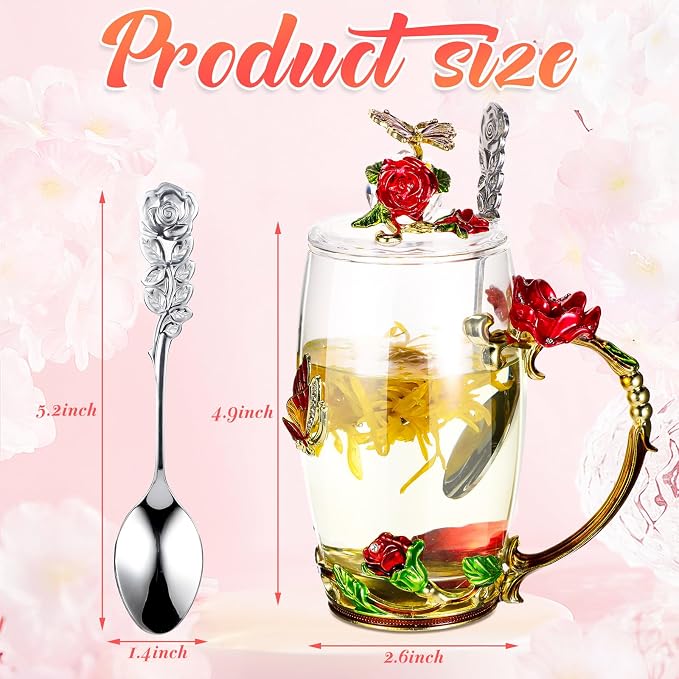 Nuanchu 4 Sets Flower Glass Tea Cups