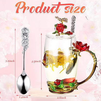 Nuanchu 4 Sets Flower Glass Tea Cups