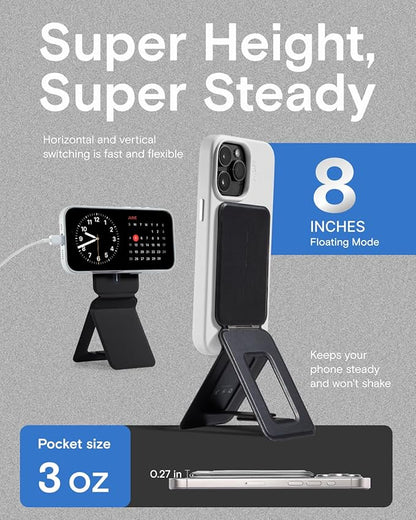 MOFT Phone Tripod Stand Selfie Stick for iPhone, Multi-Angles iPhone Stand, Lightweight & Portable Phone Holder, Strong Magnets, MOVAS Vegan Leather, Travel Essentials, Jet Black (Without Card Slot)